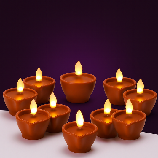 Premium Water Sensor LED Diyas – Pack of 12 | Auto Light with Water | Diwali Home Decoration Lights