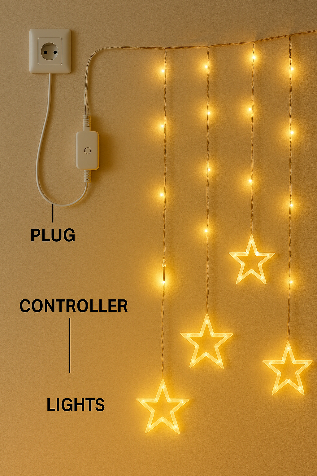 Premium Star LED Lights ✨ – Diwali & Festive Décor | Plug & Play, Warm Golden Glow, Easy to Install