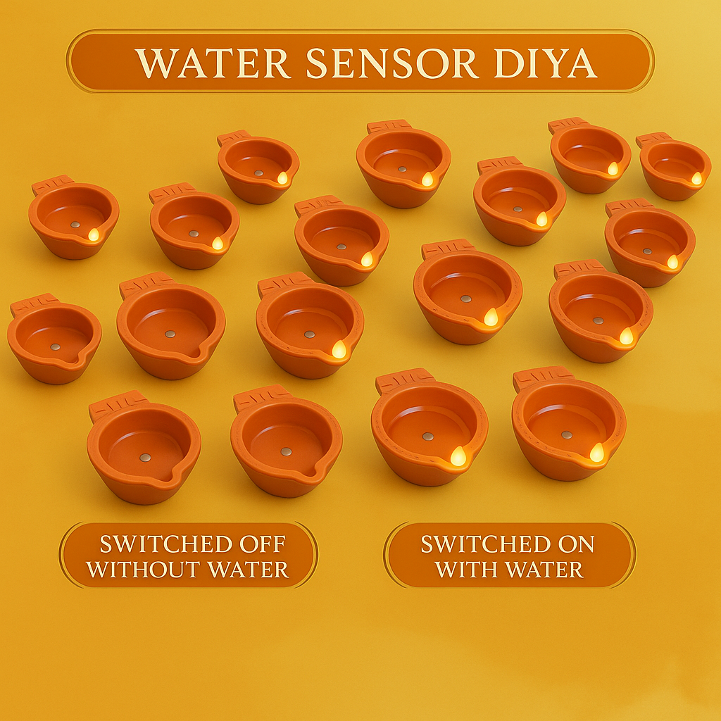 Premium Water Sensor LED Diyas – Pack of 12 | Auto Light with Water | Diwali Home Decoration Lights